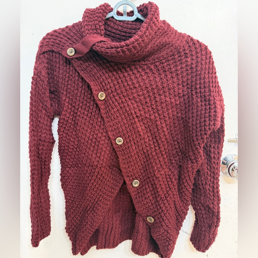 No. 6 Maroon Cowl Neck Sweater